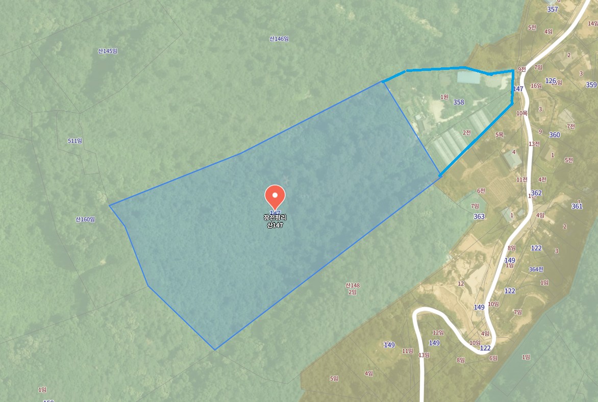 [강원특별자치도 홍천군] 홍천읍 장전평리 358-1, 358-2, 산147